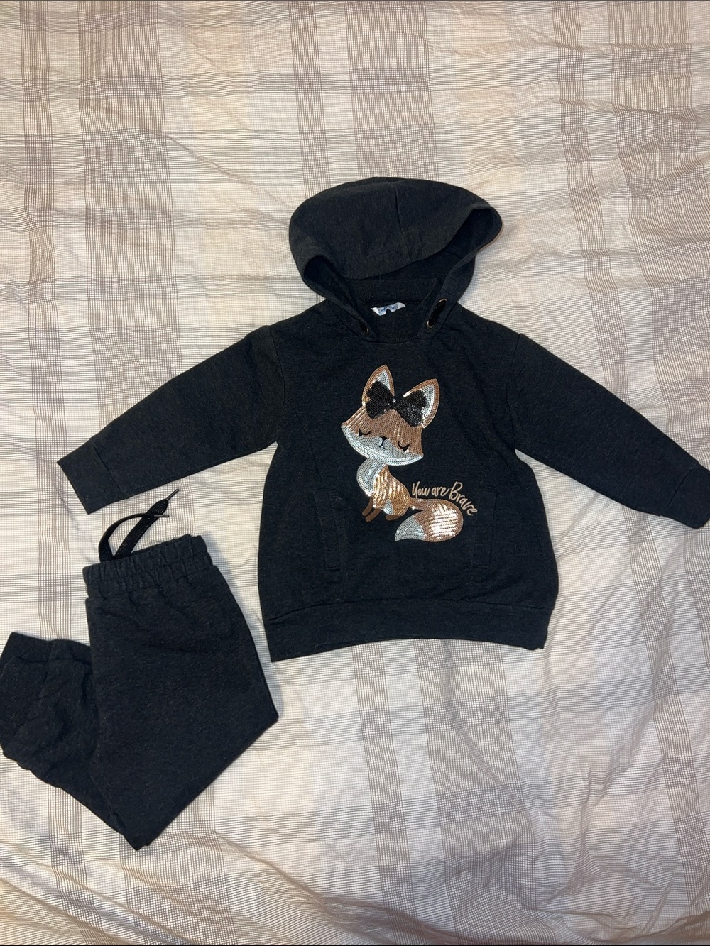 Mayoral Black Toddler Hoodie & Joggers Set with Fox Graphic